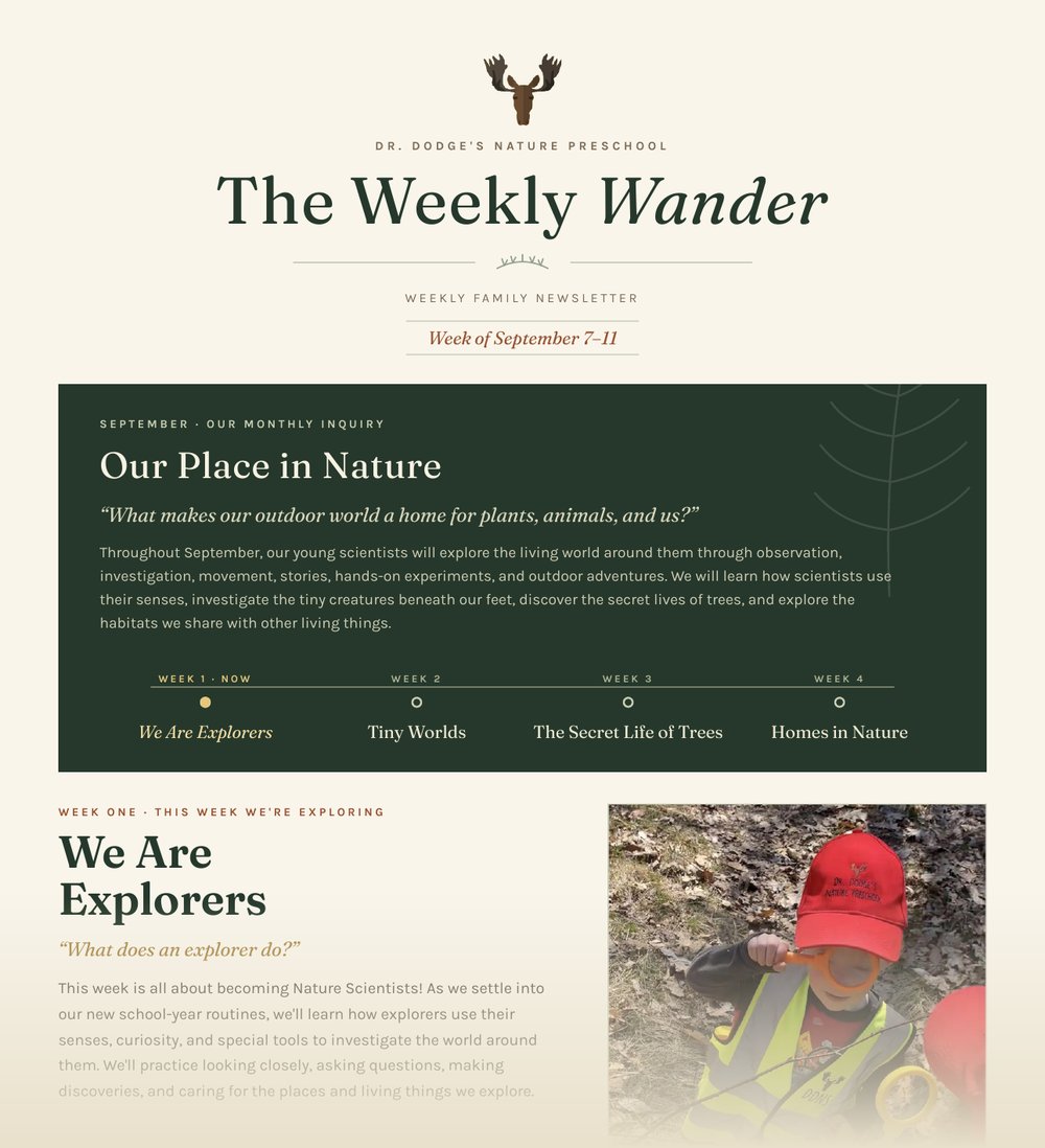 A peek at The Weekly Wander, the Dr. Dodge's family newsletter
